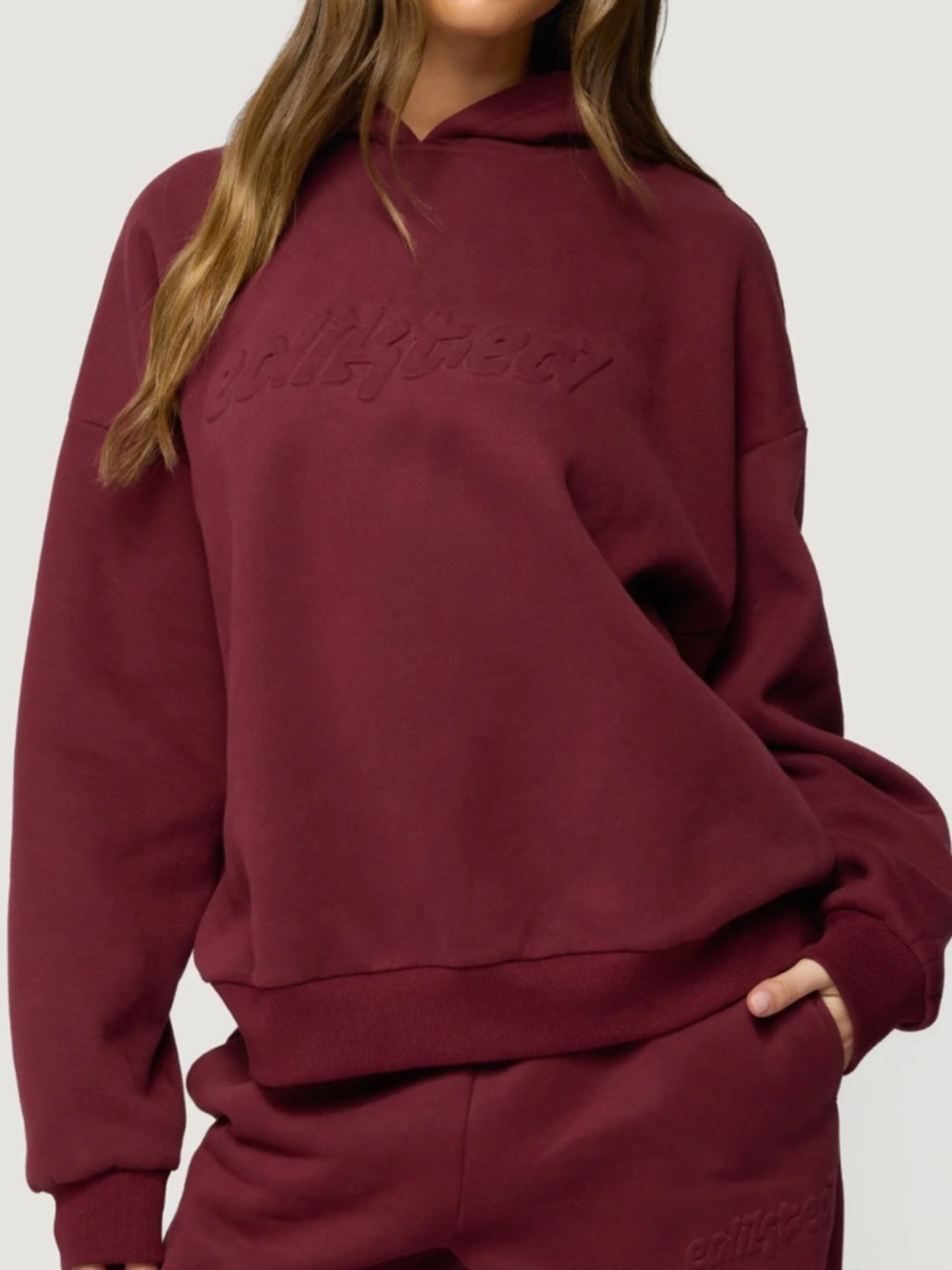 Edikted Totally Logo Hoodie -  Burgundy S NWT